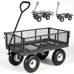 Sekey 100L / 300KG Gartenwagen mit abnehmbaren Seitenteilen und Gummiluftreifen Sekey