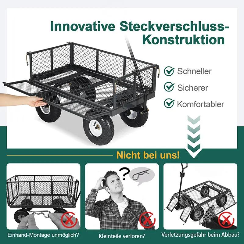 Sekey 100L / 300KG Gartenwagen mit abnehmbaren Seitenteilen und Gummiluftreifen Sekey