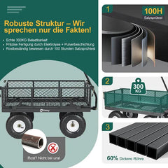 Sekey 100L / 300KG Gartenwagen mit abnehmbaren Seitenteilen und Gummiluftreifen Sekey