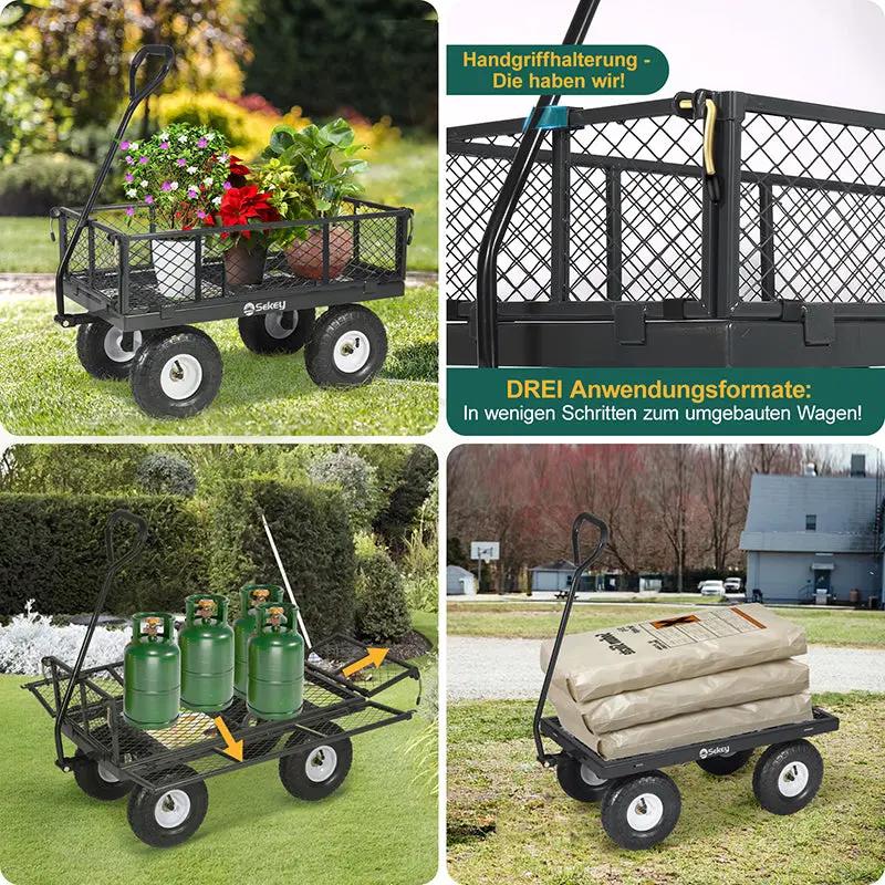 Sekey 100L / 300KG Gartenwagen mit abnehmbaren Seitenteilen und Gummiluftreifen Sekey