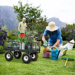 Sekey 100L / 300KG Gartenwagen mit abnehmbaren Seitenteilen und Gummiluftreifen Sekey