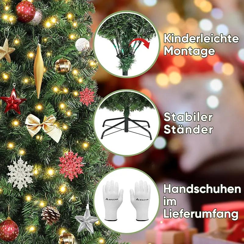 Salcar 180/210cm Künstlicher Weihnachtsbaum in Bleistiftform (schmal), mit 618/818 PVC Nadeln Salcar