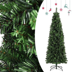 Salcar 180/210cm Künstlicher Weihnachtsbaum in Bleistiftform (schmal), mit 618/818 PVC Nadeln Salcar