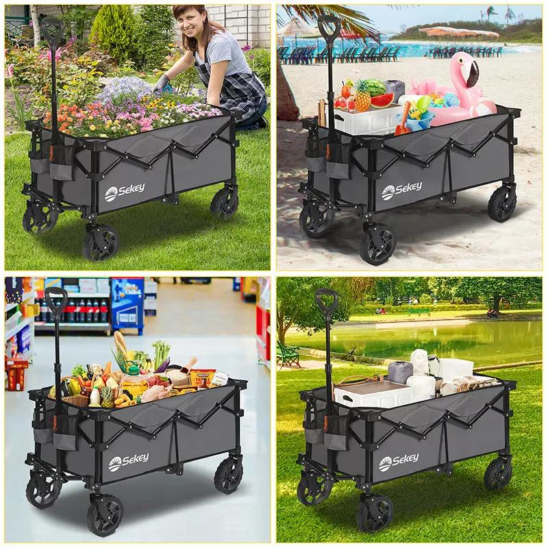 Sekey 120L /135 Faltbarer Bollerwagenmit Bremsen Handwagen Geländereifen Sekey