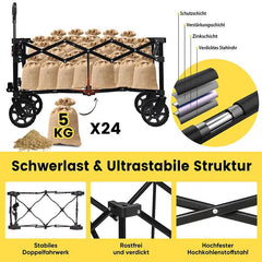 Sekey 120L /135 Faltbarer Bollerwagenmit Bremsen Handwagen Geländereifen Sekey