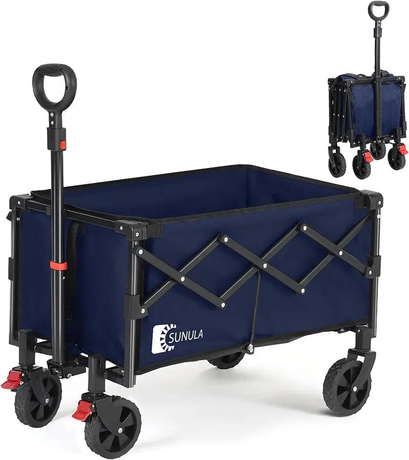 Sunula 80L / 100KG Faltbarer Bollerwagen, mit Bremsen, Halbiertem Eigengewicht Sekey