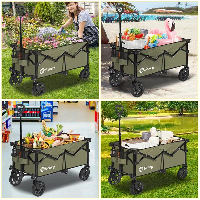 Sekey 120L /135 Faltbarer Bollerwagenmit Bremsen Handwagen Geländereifen Sekey