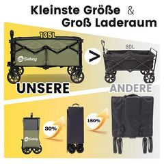 Sekey 120L /135 Faltbarer Bollerwagenmit Bremsen Handwagen Geländereifen Sekey
