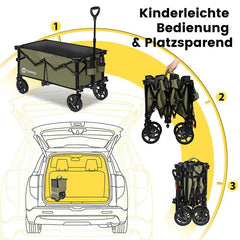 Sekey 120L /135 Faltbarer Bollerwagenmit Bremsen Handwagen Geländereifen Sekey