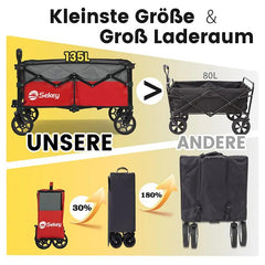 Sekey 120L /135 Faltbarer Bollerwagenmit Bremsen Handwagen Geländereifen Sekey