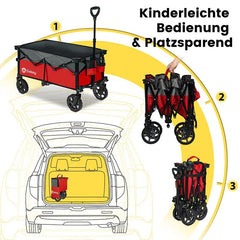 Sekey 120L /135 Faltbarer Bollerwagenmit Bremsen Handwagen Geländereifen Sekey