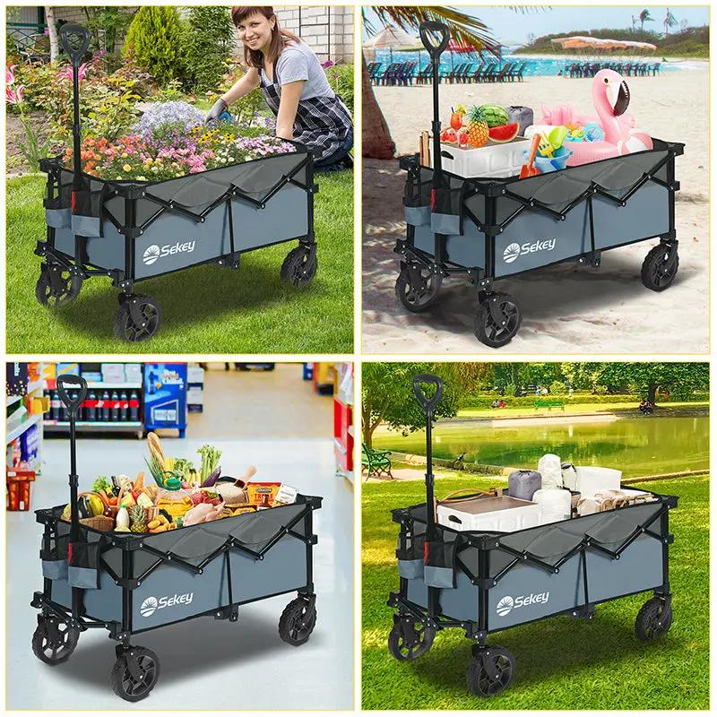 Sekey 120L /135 Faltbarer Bollerwagenmit Bremsen Handwagen Geländereifen Sekey