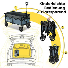 Sekey 120L /135 Faltbarer Bollerwagenmit Bremsen Handwagen Geländereifen Sekey