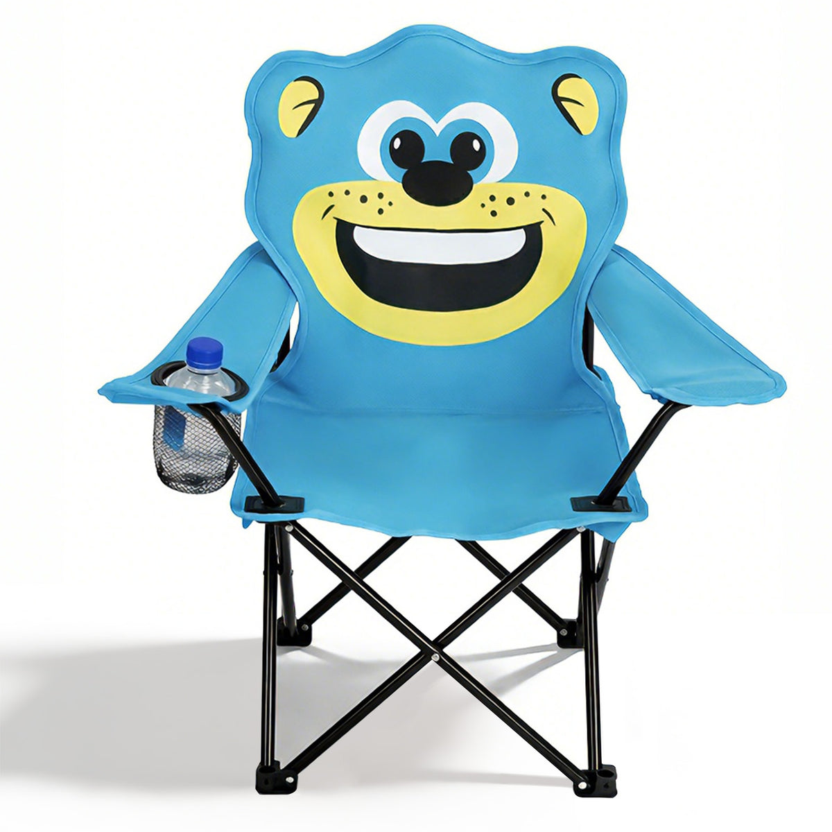 Sunula Kinder Klappstuhl Outdoor – Campingstuhl mit Bär-Motiv Blau & Getränkehalter, leicht & faltbar für Garten, Picknick & Camping