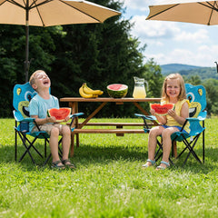Sunula Kinder Klappstuhl Outdoor – Campingstuhl mit Bär-Motiv Blau & Getränkehalter, leicht & faltbar für Garten, Picknick & Camping