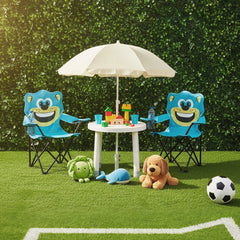 Sunula Kinder Klappstuhl Outdoor – Campingstuhl mit Bär-Motiv Blau & Getränkehalter, leicht & faltbar für Garten, Picknick & Camping