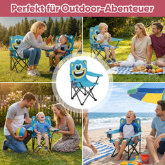 Sunula Kinder Klappstuhl Outdoor – Campingstuhl mit Bär-Motiv Blau & Getränkehalter, leicht & faltbar für Garten, Picknick & Camping