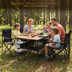 Sekey Klappbarer Campingtisch 120x60 cm – Ultraleichter Aluminium Gartentisch in Holzoptik, Faltbar & Rollbar, Wetterfest Balkontisch mit Ablagenetz & Tragetasche