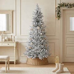 Salcar Halb-Weihnachtsbaum mit Schnee 180/210 cm – Künstlicher Christbaum aus 100 % PE