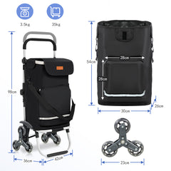 Sekey XXL Einkaufstrolley Treppensteiger 3-Rad Faltbarer Aluminium 3-in-1 Einkaufswagen mit Höhenverstellbarem Griff, Kühlfach & Getränkefach Ideal für Camping & Einkäufe