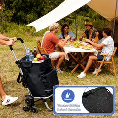 Sekey XXL Einkaufstrolley Treppensteiger 3-Rad Faltbarer Aluminium 3-in-1 Einkaufswagen mit Höhenverstellbarem Griff, Kühlfach & Getränkefach Ideal für Camping & Einkäufe