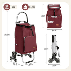 Sekey Einkaufstrolley 3-in-1 klappbar – 50L Einkaufswagen mit Kühlfach, Treppensteiger-Rädern & Sackkarren-Funktion, Aluminium