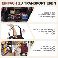 Sekey Einkaufstrolley 3-in-1 klappbar – 50L Einkaufswagen mit Kühlfach, Treppensteiger-Rädern & Sackkarren-Funktion, Aluminium
