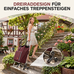Sekey Einkaufstrolley 3-in-1 klappbar – 50L Einkaufswagen mit Kühlfach, Treppensteiger-Rädern & Sackkarren-Funktion, Aluminium