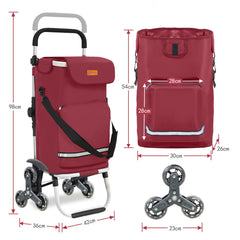 Sekey XXL Einkaufstrolley Treppensteiger 3-Rad Faltbarer Aluminium 3-in-1 Einkaufswagen mit Höhenverstellbarem Griff, Kühlfach & Getränkefach Ideal für Camping & Einkäufe