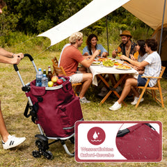 Sekey XXL Einkaufstrolley Treppensteiger 3-Rad Faltbarer Aluminium 3-in-1 Einkaufswagen mit Höhenverstellbarem Griff, Kühlfach & Getränkefach Ideal für Camping & Einkäufe