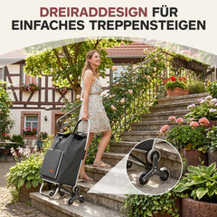 Sekey Einkaufstrolley klappbar 3-in-1 – Einkaufstrolley, Sackkarre & Rucksack mit Treppensteiger-Rädern, leichter Aluminiumrahmen, faltbar & stabil für Einkauf, Reisen und Senioren