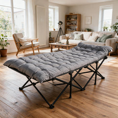 Sekey XXL Klappbett 202 × 80 × 45 cm – Extra breites Feldbett mit 7 cm Matratze, Campingbett bis 200 kg, Faltbares Gästebett mit Seitentasche aus Oxford-Gewebe für Camping, Garten & Outdoor