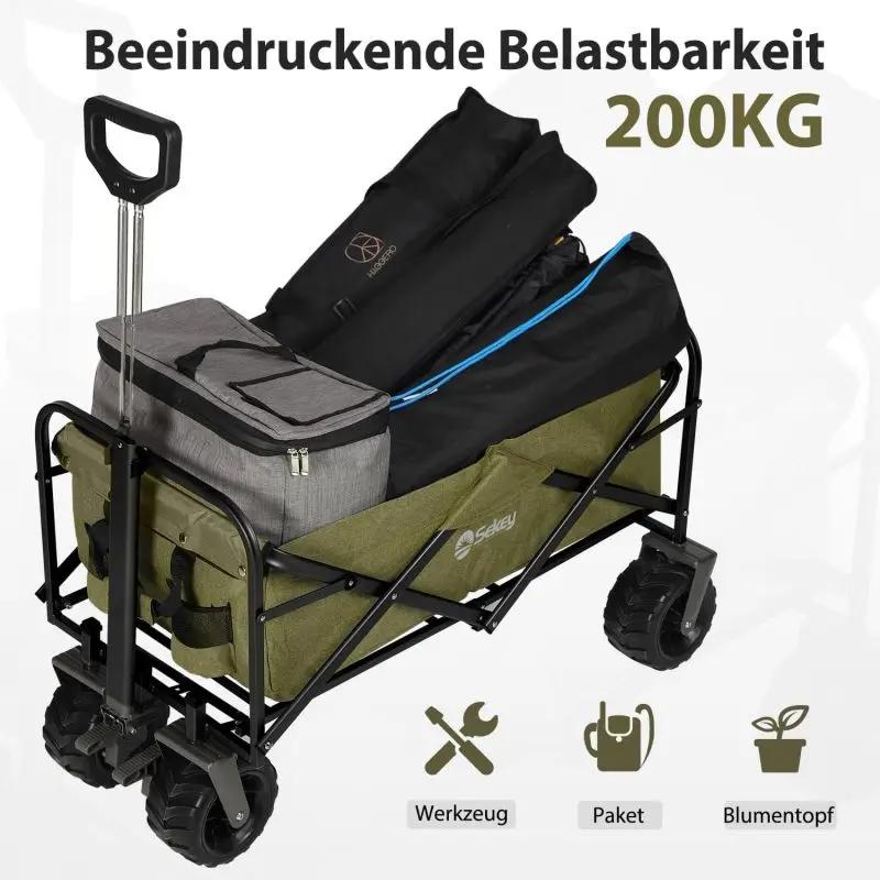 Sekey 94L / 200KG Faltbarer Bollerwagen, mit Bremsen und Extra Breiten Rädern Sekey