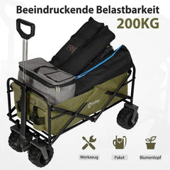 Sekey 94L / 200KG Faltbarer Bollerwagen, mit Bremsen und Extra Breiten Rädern Sekey