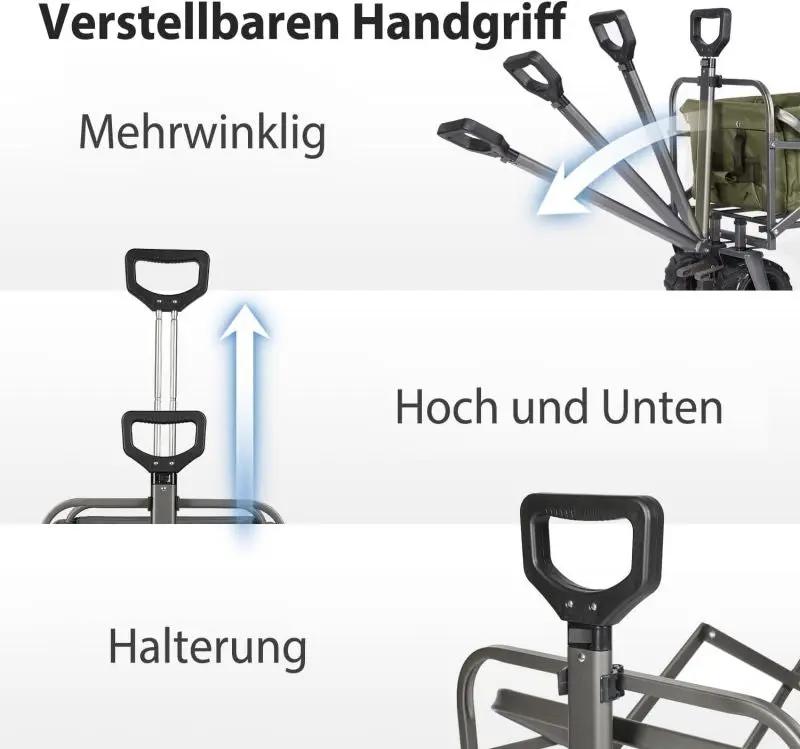 Sekey 94L / 200KG Faltbarer Bollerwagen, mit Bremsen und Extra Breiten Rädern Sekey