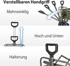 Sekey 94L / 200KG Faltbarer Bollerwagen, mit Bremsen und Extra Breiten Rädern Sekey