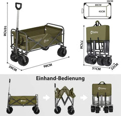 Sekey 94L / 200KG Faltbarer Bollerwagen, mit Bremsen und Extra Breiten Rädern Sekey
