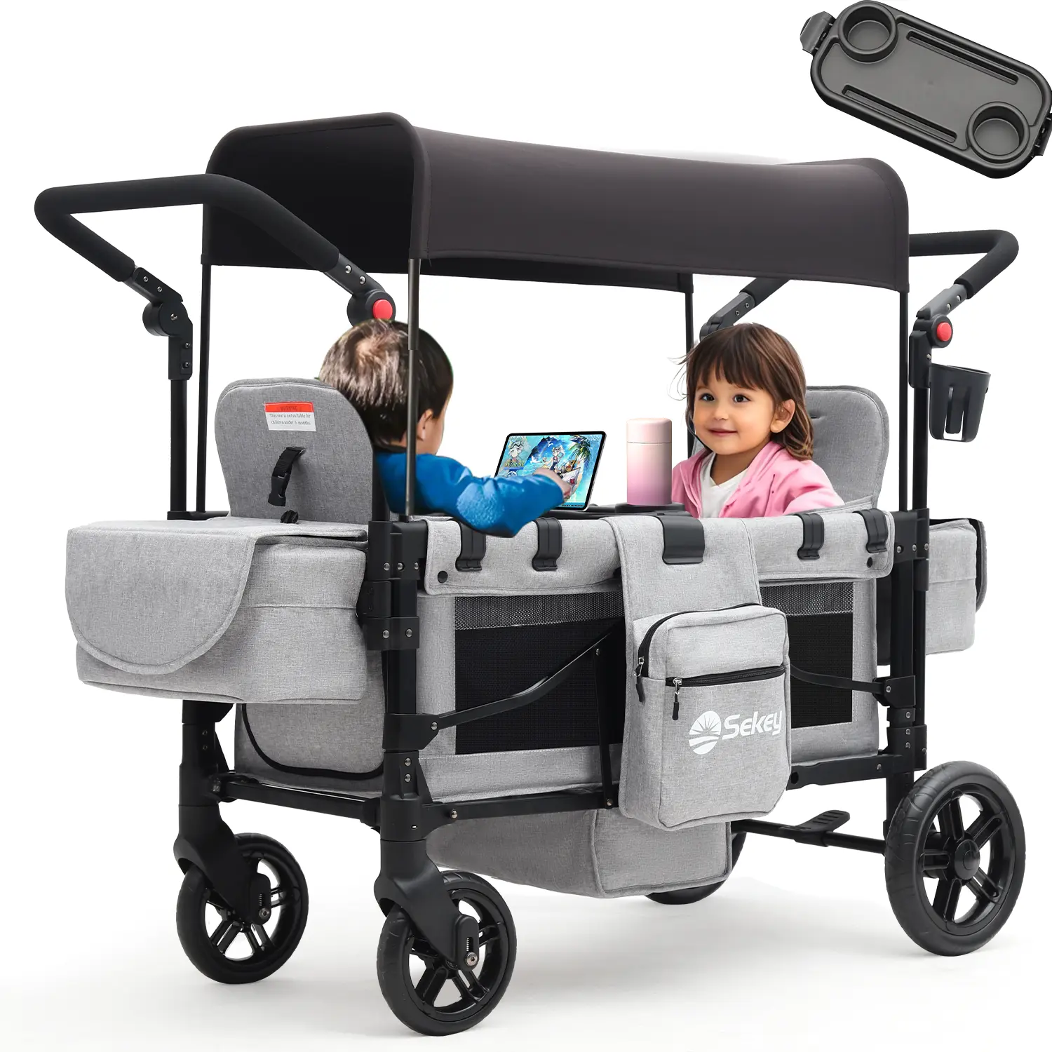 Sekey 80KG Faltbarer Kinderwagen für 2 Kinder zum Sitzen, 6060 Sekey