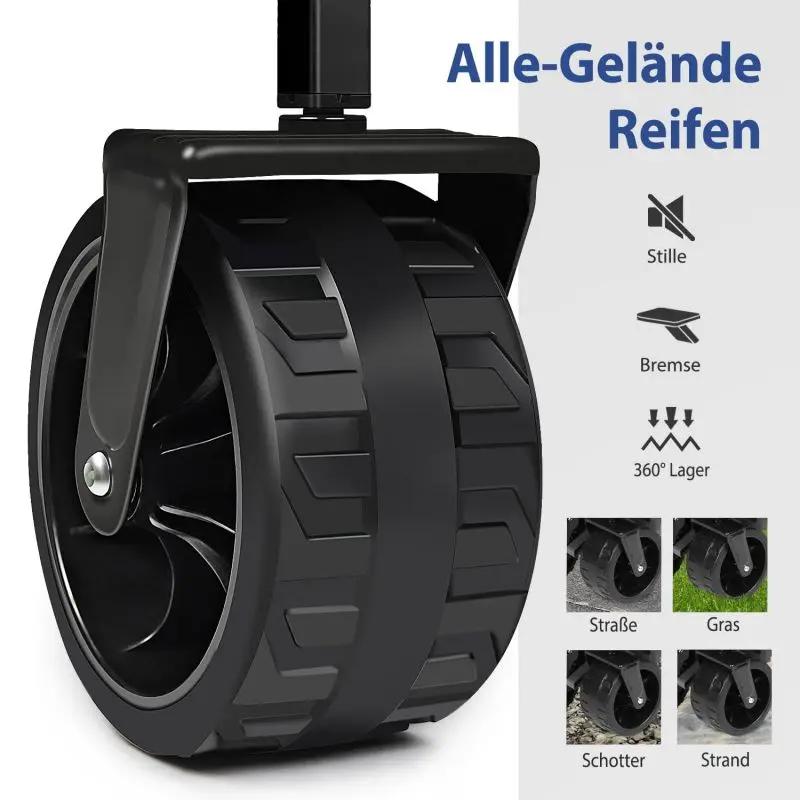 Sekey 94L / 200KG Faltbarer Bollerwagen, mit Bremsen und Extra Breiten Rädern Sekey