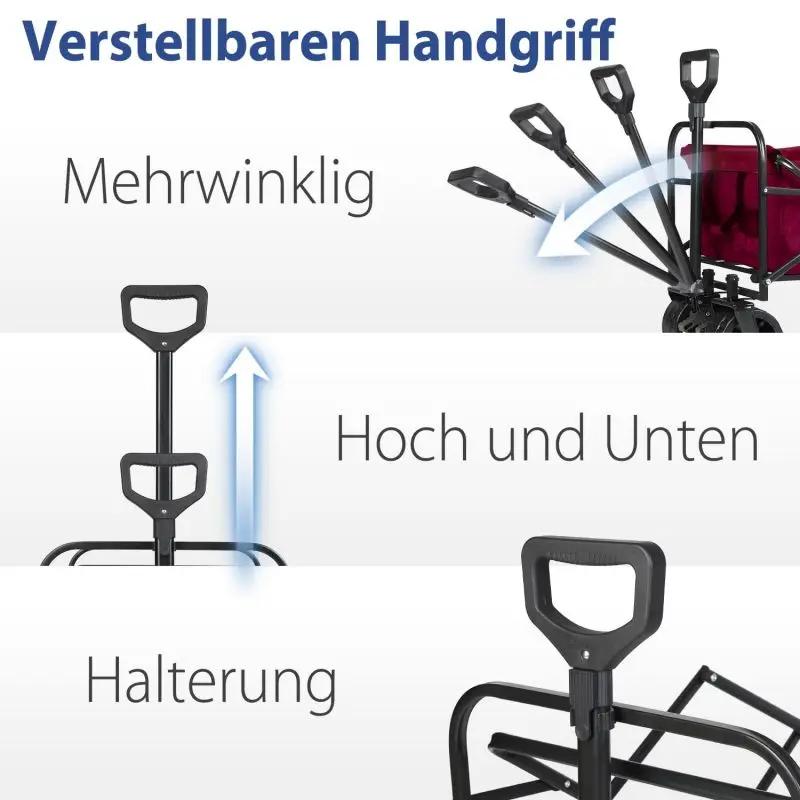 Sekey 94L / 200KG Faltbarer Bollerwagen, mit Bremsen und Extra Breiten Rädern Sekey