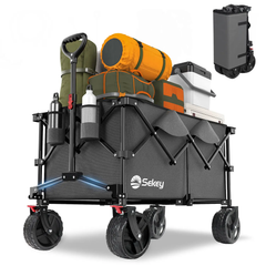 Sekey 200L / 150KG Faltbarer Bollerwagen, Patentiert Zusammenfaltbar aus Vier Richtungen, mit Bremsen Rädern Sekey