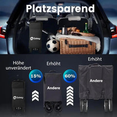 Sekey 200L / 150KG Faltbarer Bollerwagen, Patentiert Zusammenfaltbar aus Vier Richtungen, mit Bremsen Sekey