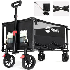 Sekey 160L / 100KG Faltbarer Bollerwagen, mit Praktischem Reißverschluss Sekey