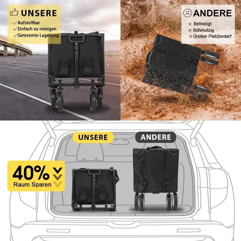 Sekey 160L / 100KG Faltbarer Bollerwagen, mit Praktischem Reißverschluss Sekey