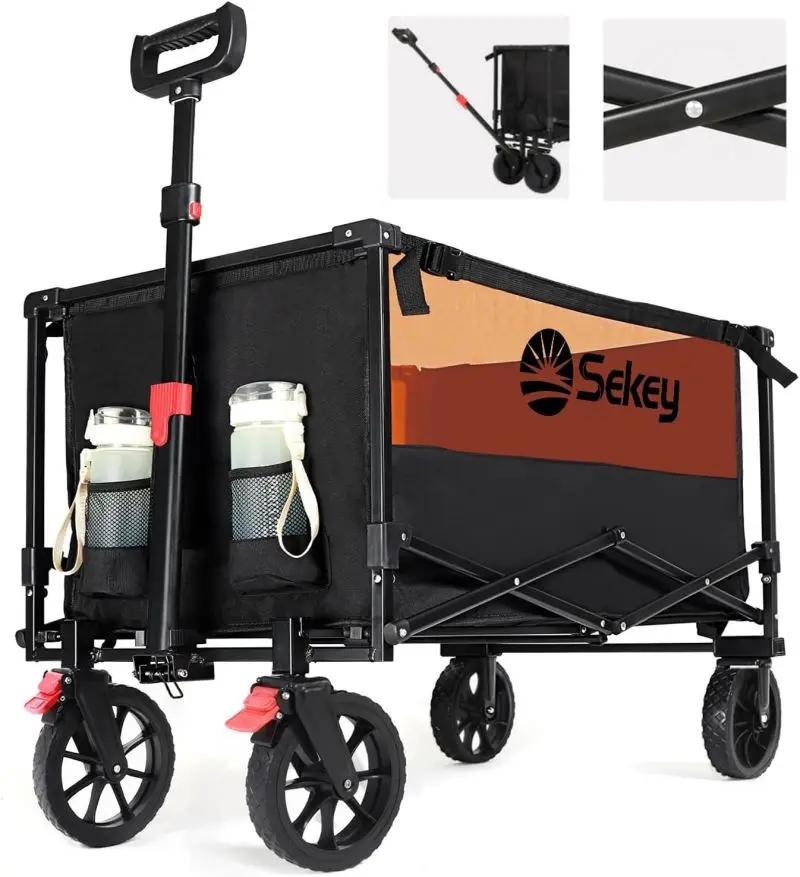 Sekey 160L / 100KG Faltbarer Bollerwagen, mit Praktischem Reißverschluss Sekey