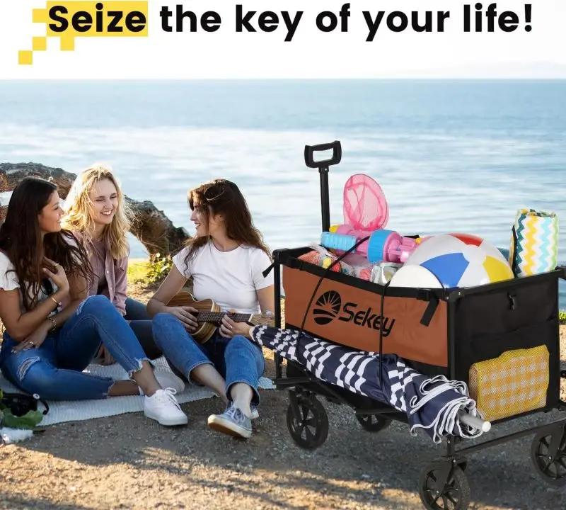 Sekey 160L / 100KG Faltbarer Bollerwagen, mit Praktischem Reißverschluss Sekey