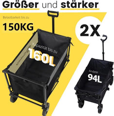 Sekey 160L / 100KG Faltbarer Bollerwagen, mit Praktischem Reißverschluss Sekey