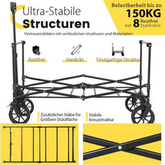 Sekey 160L / 100KG Faltbarer Bollerwagen, mit Praktischem Reißverschluss Sekey