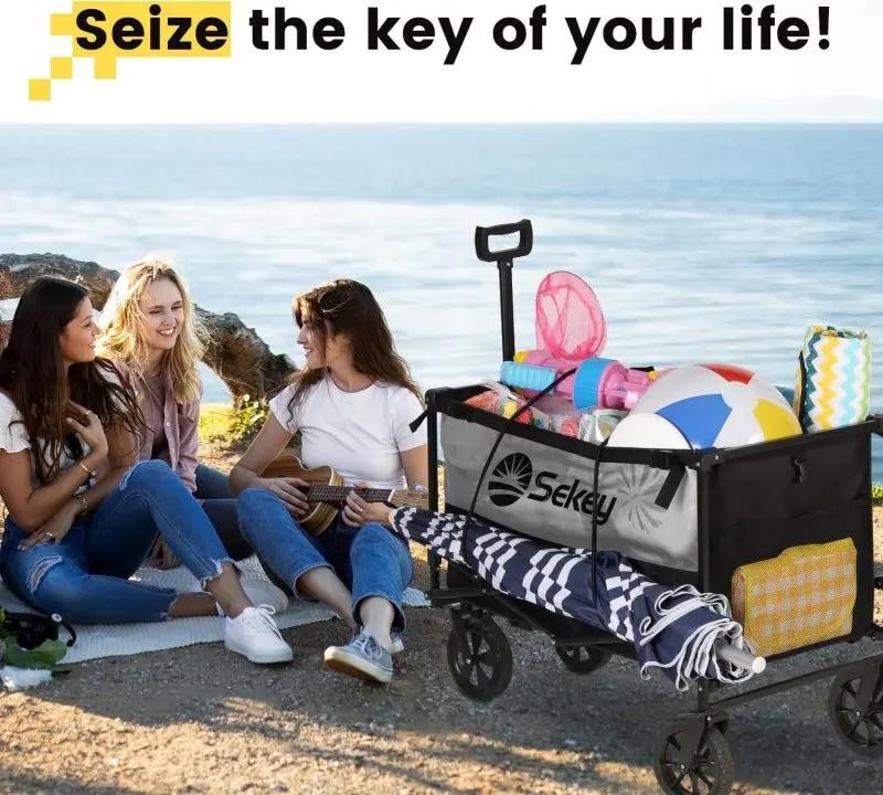Sekey 160L / 100KG Faltbarer Bollerwagen, mit Praktischem Reißverschluss Sekey