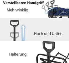 Sekey 94L / 200KG Faltbarer Bollerwagen, mit Bremsen und Extra Breiten Rädern Sekey